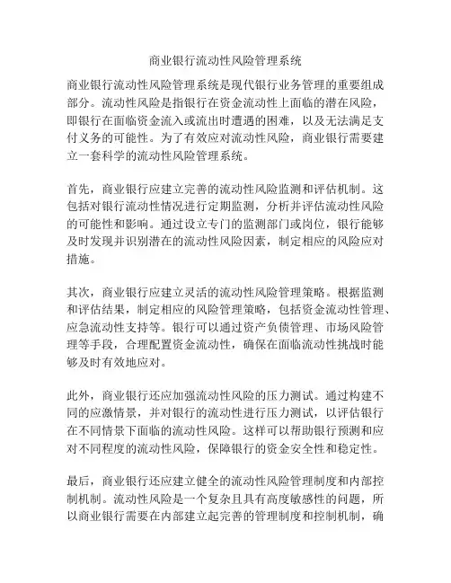 商业银行流动性风险管理系统