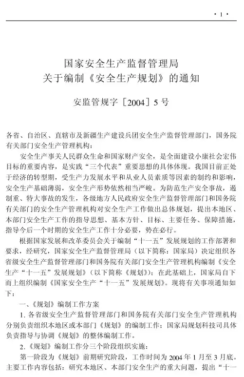 国家安全生产发展规划纲要