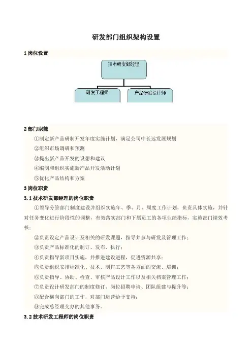 研发部门组织架构设置