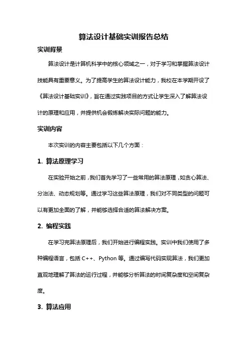 算法设计基础实训报告总结
