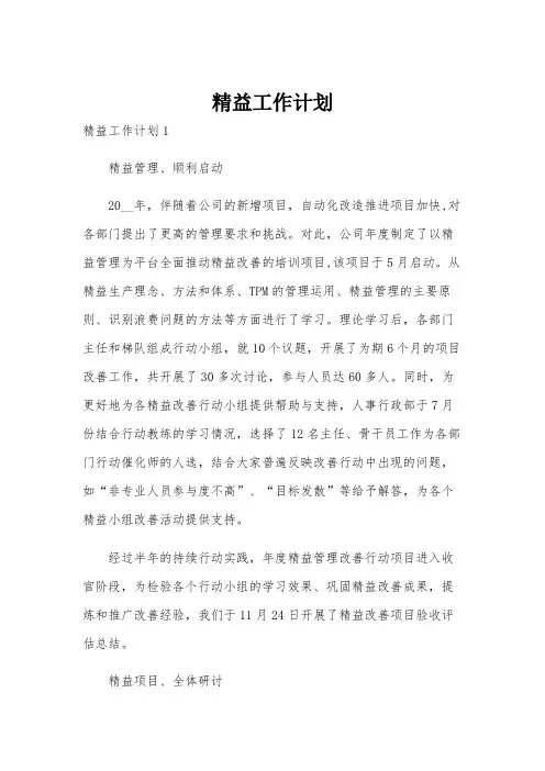 精益工作计划