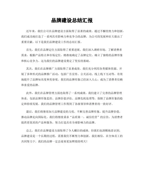 品牌建设总结汇报