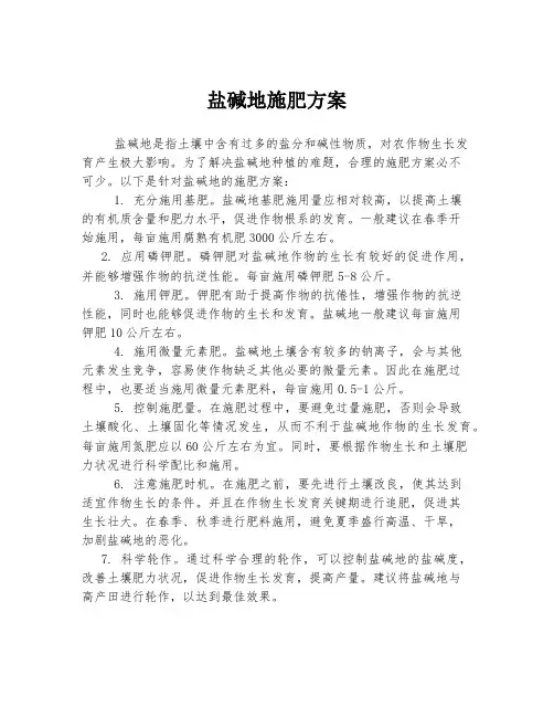 盐碱地施肥方案