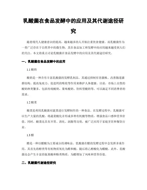 乳酸菌在食品发酵中的应用及其代谢途径研究