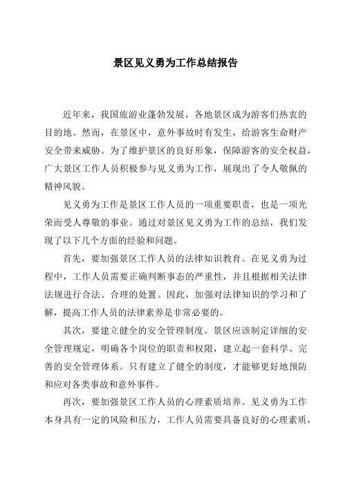 景区见义勇为工作总结报告