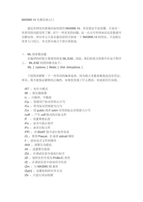 MASM6.14从傻瓜到入门