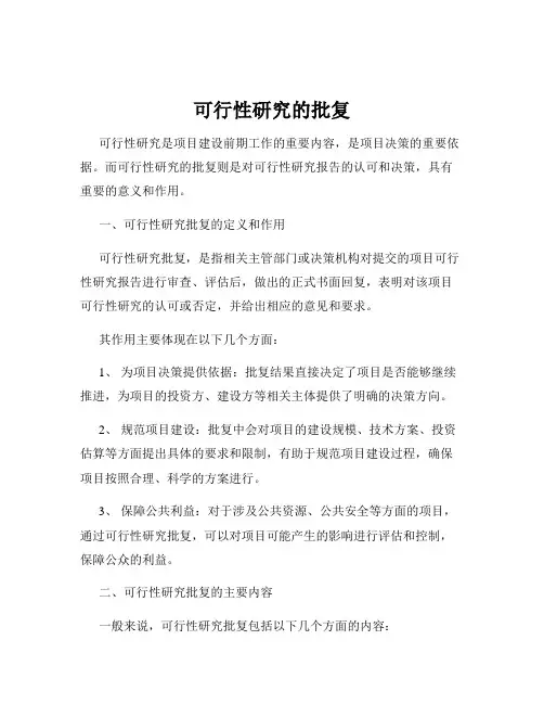 可行性研究的批复