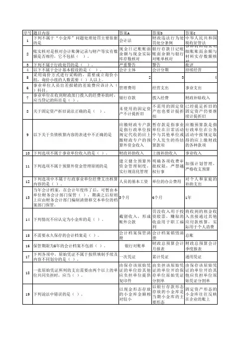 事业单位考试会计试题