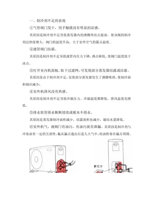 制冷剂不足的表现与充入量的判断