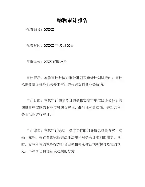 纳税审计报告