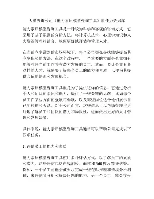 大型咨询公司《能力素质模型咨询工具》胜任力数据库