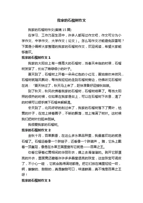 我家的石榴树作文（集锦15篇）