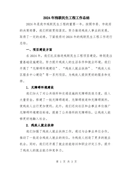 2024年残联民生工程工作总结