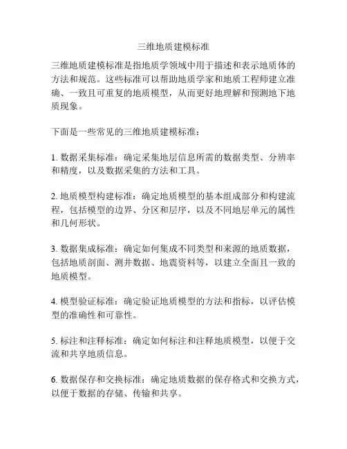 三维地质建模标准