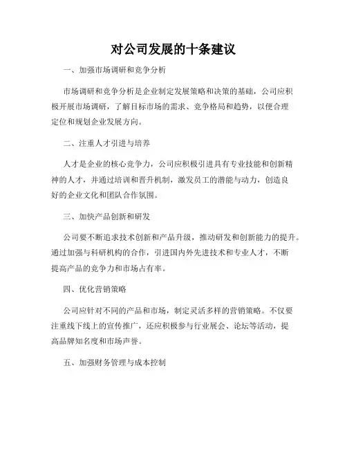 对公司发展的十条建议