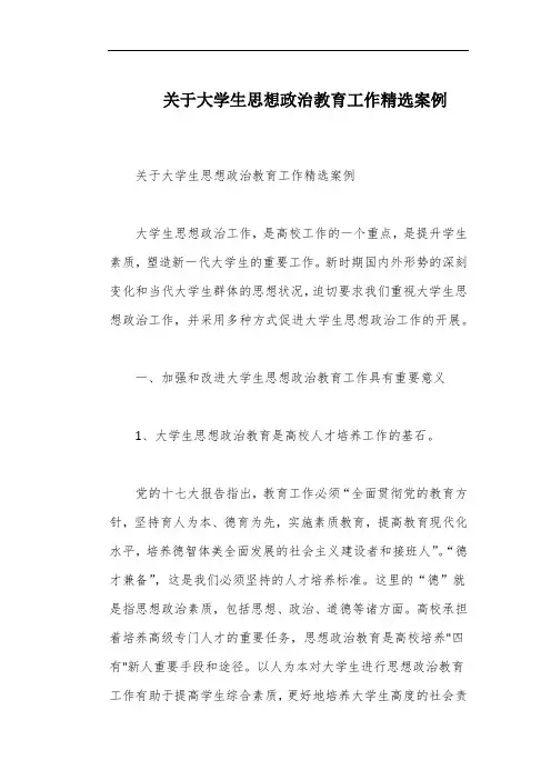 关于大学生思想政治教育工作精选案例