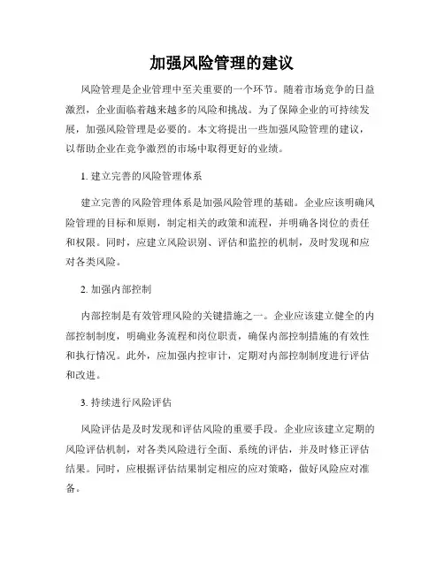 加强风险管理的建议