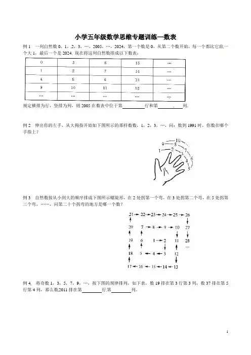小学五年级数学思维专题训练—数表(含答案解析)