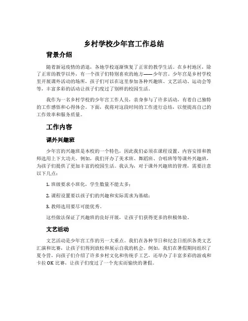 乡村学校少年宫工作总结