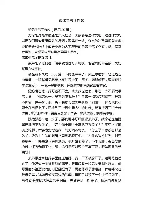 弟弟生气了作文（通用20篇）
