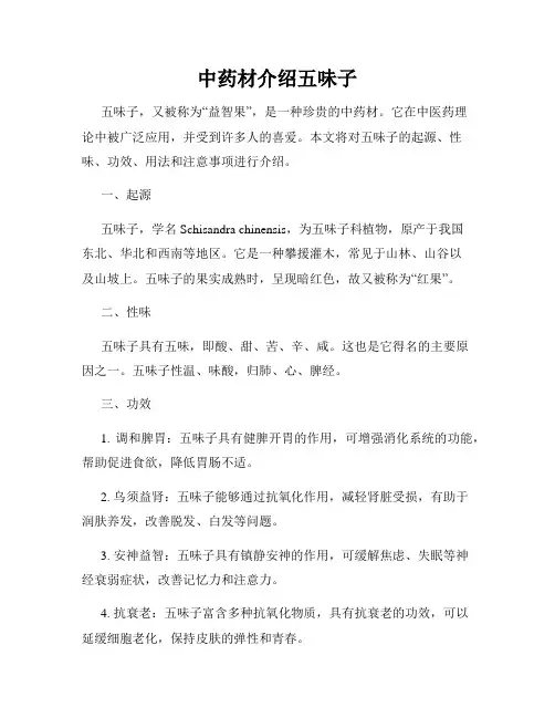 中药材介绍五味子