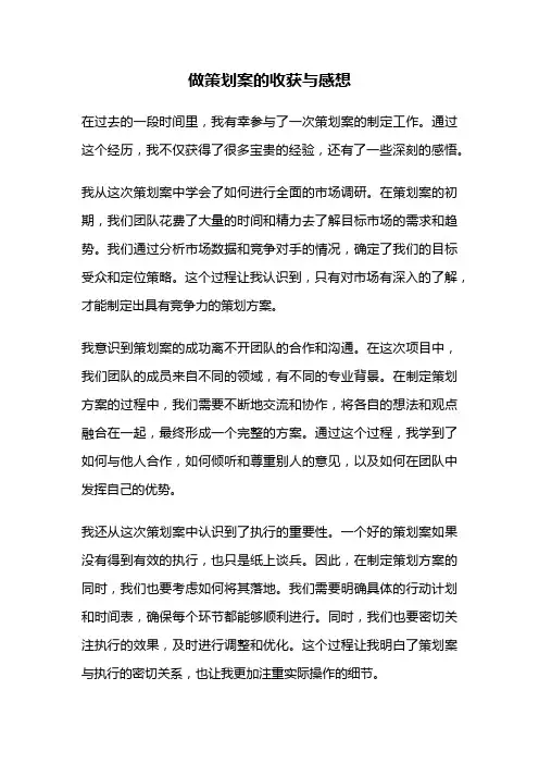 做策划案的收获与感想