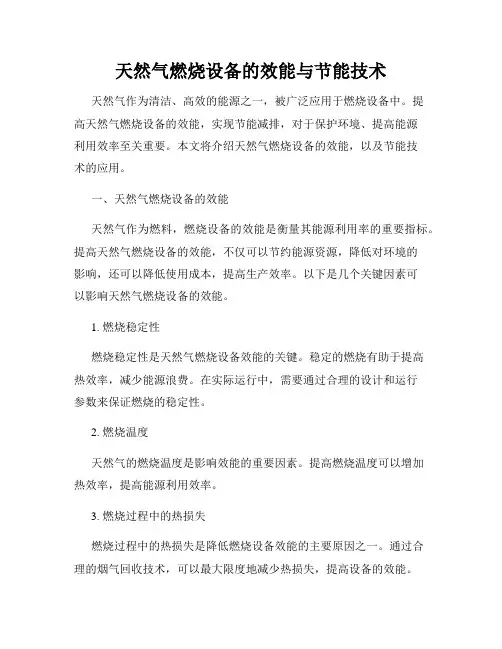 天然气燃烧设备的效能与节能技术