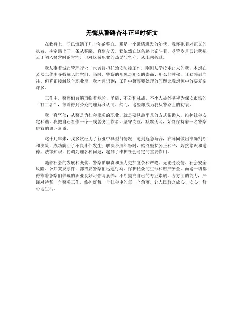 无悔从警路奋斗正当时征文