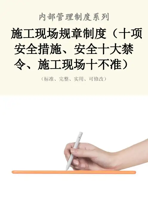 施工现场规章管理制度范本(十项安全措施、安全十大禁令、施工现场十不准)