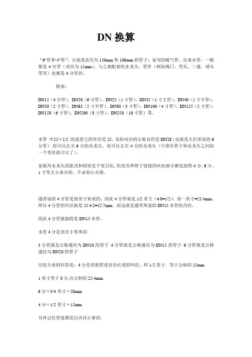 DN换算