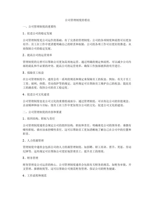 公司管理制度的看法