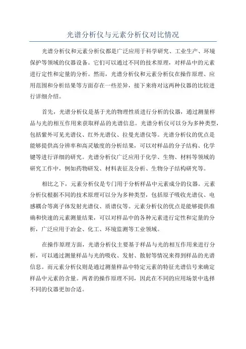 光谱分析仪与元素分析仪对比情况
