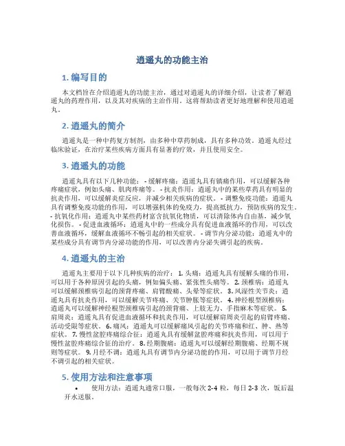 逍遥丸的功能主治