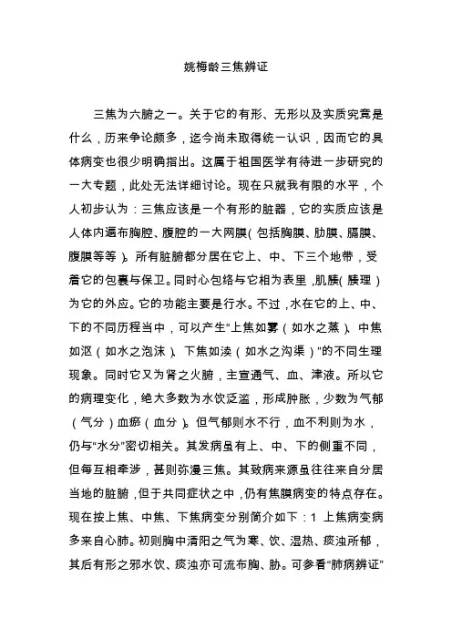 姚梅龄三焦辨证