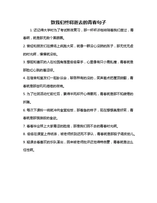 致我们终将逝去的青春句子