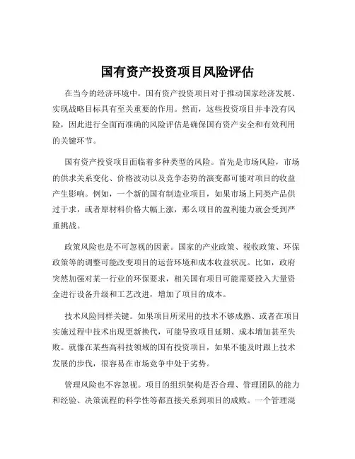 国有资产投资项目风险评估