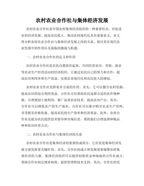 农村农业合作社与集体经济发展