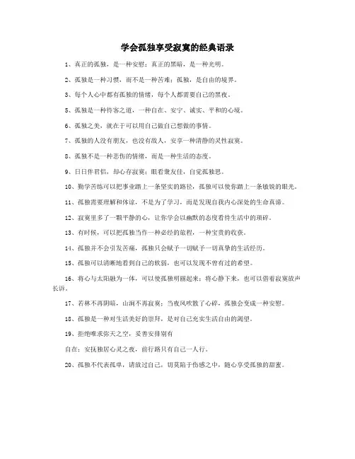 学会孤独享受寂寞的经典语录