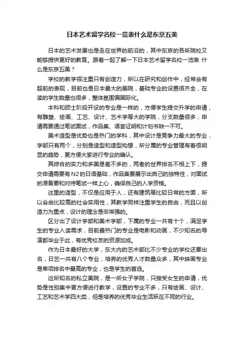 日本艺术留学名校一览表什么是东京五美