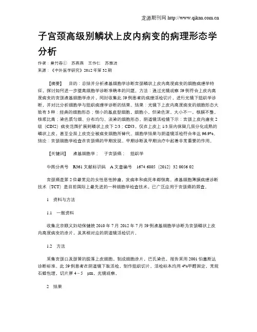 子宫颈高级别鳞状上皮内病变的病理形态学分析