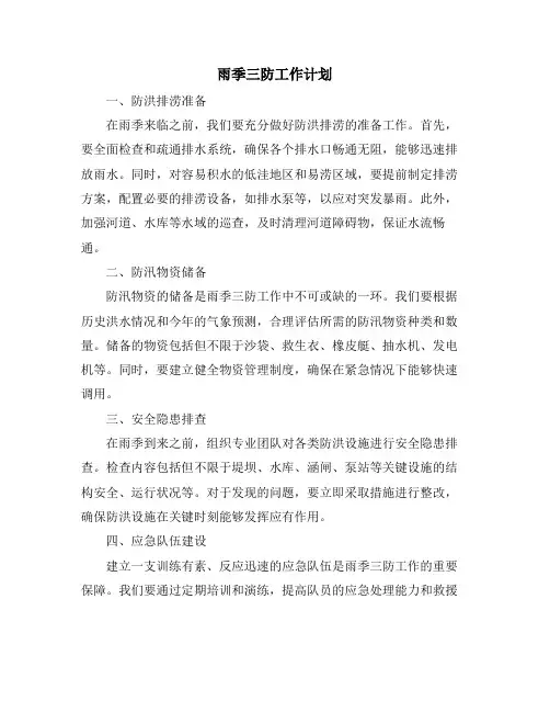 雨季三防工作计划