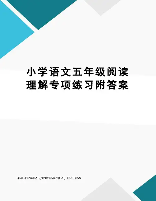 小学语文五年级阅读理解专项练习附答案