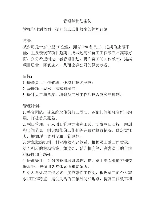 管理学计划案例