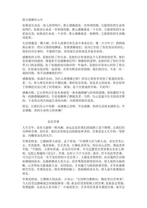 南京市中考满分作文-南京市中考满分作文-3篇