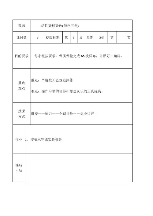 活性染料染色(颜色三角)