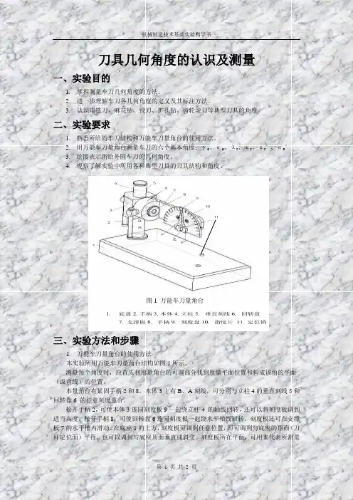 刀具几何角度的认识及测量