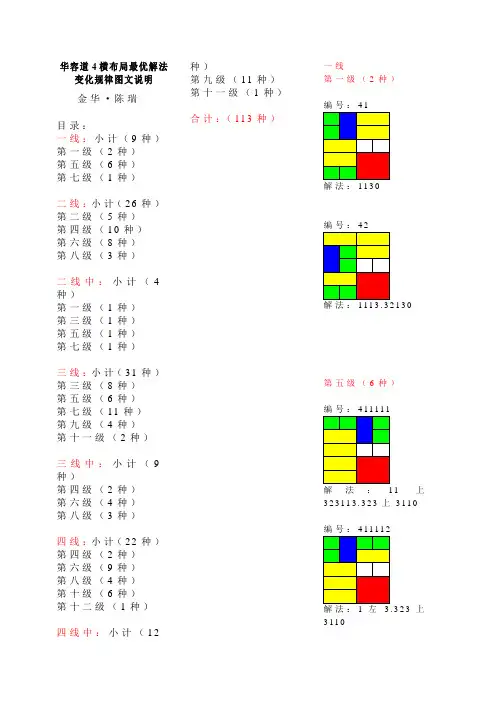 阿瑞版华容道4横变化规律图文说明