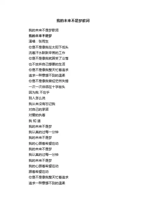 我的未来不是梦歌词