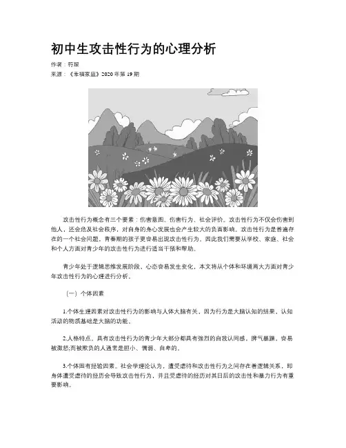 初中生攻击性行为的心理分析