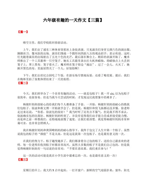 六年级有趣的一天作文【三篇】